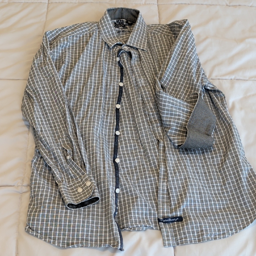 English Laundry Blue and White Checkered Shirt